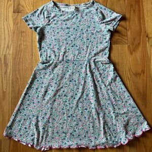 Crewcuts Floral Dress with Pink Scalloped Hem